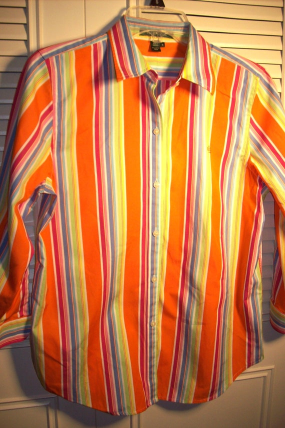 Shirt Medium, Ralph Lauren Cotton Vivid Shirt, Or… - image 1