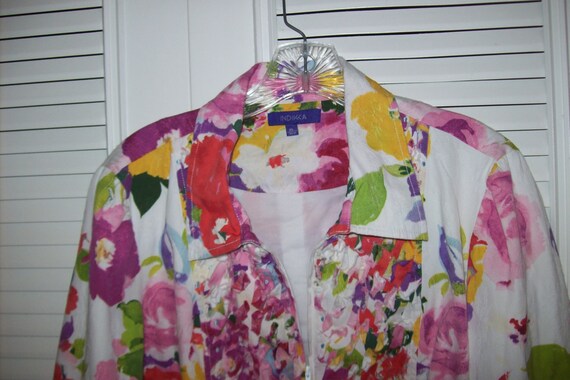 Jacket XL,  Indikka Cotton Summer Bouquet Zippere… - image 3