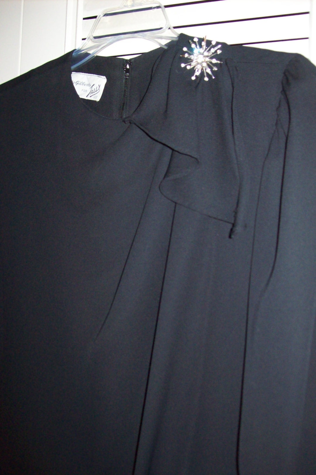 Dress 12 14, the Gilberts for Tally Little Black Dress With a Wrap and a Swag. Crepe Evening