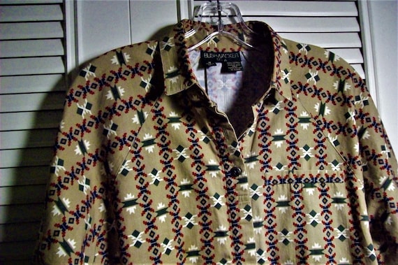 Shirt Medium, Aztec Pattern, Cotton Fall Shirt/Bl… - image 2