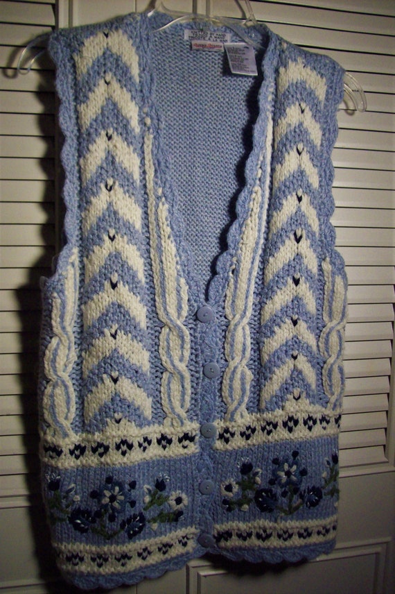 Sweater Vest Small, Hand-Knitted Adorable Baby Blu