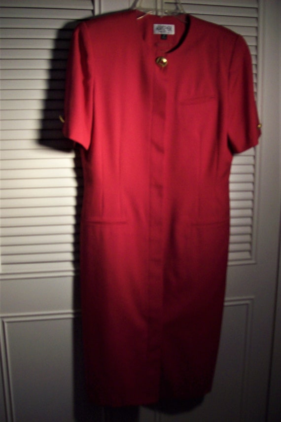 Dress 10, Kasper Linen-Like Red Career Slightly St