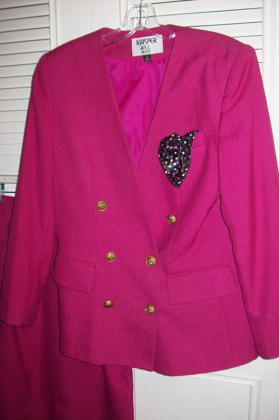 Suit 8, Kasper Hot Pink Skirt Suit , 8 Petite, Li… - image 3