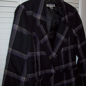 Jacket 8, Pendleton 100% Wool Plaid Black Jacket, JUST REDUCED Vintage Great Career/Casual Jacket, see details image 2