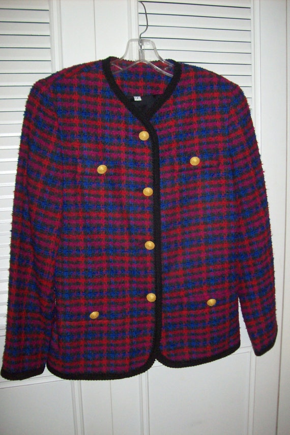Jacket Small, Vintage Navy and Red Women's Jacket.