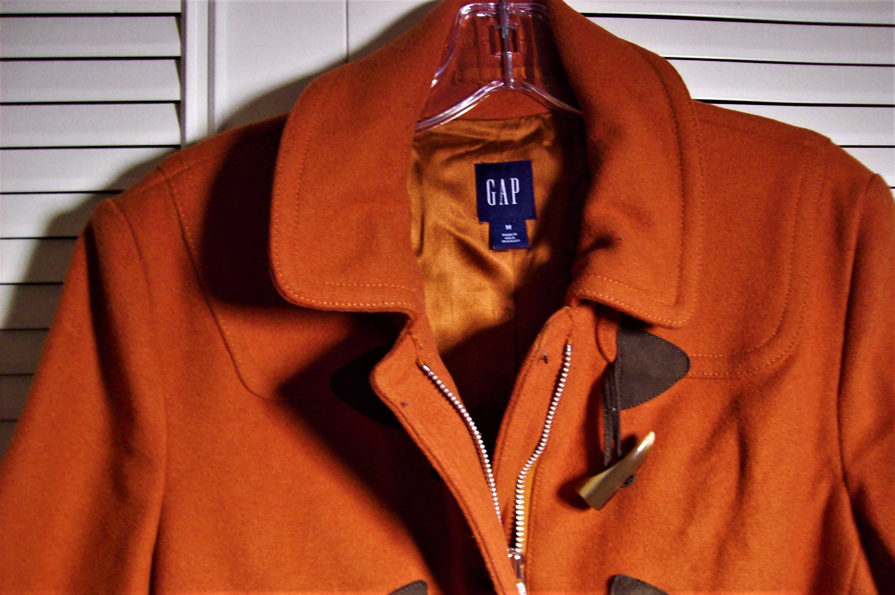 Jacket Medium, Coat Medium, Gap Orange Toggle Jacket, Wool, Zips