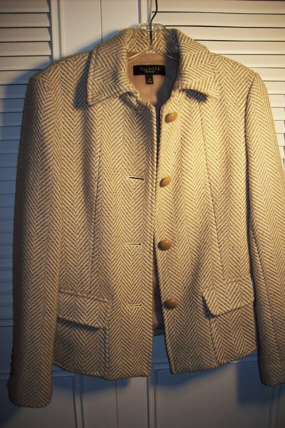 Talbot's Jacket, 4, Herringbone Wool Blend FIVE S… - image 1