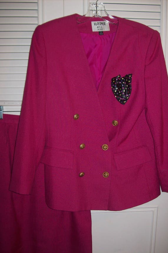 Suit 8, Kasper Hot Pink Skirt Suit , 8 Petite, Li… - image 2