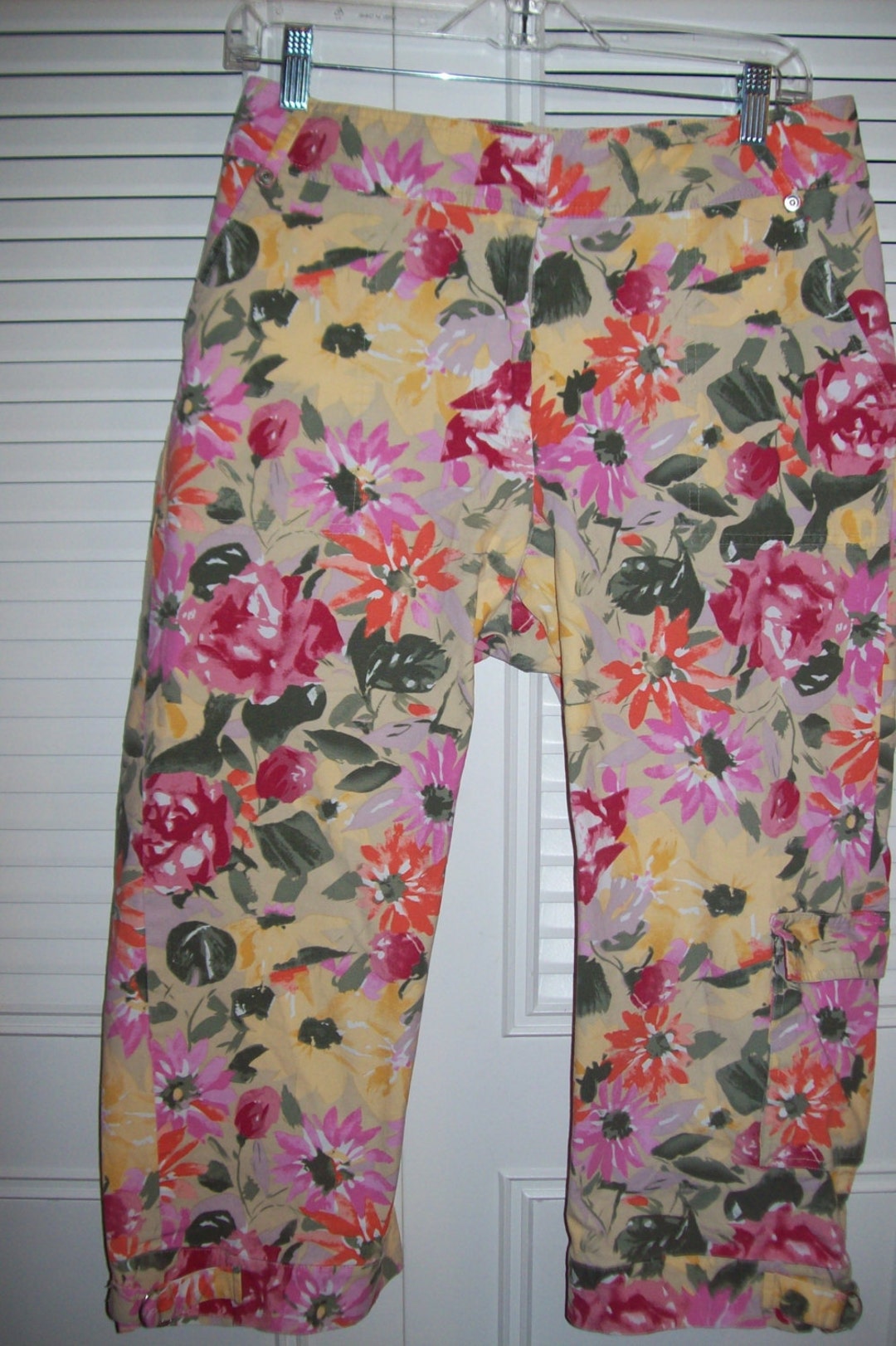 Vintage Floral Cargo Pants Cool Pockets and Buckles on Cuffs. - Etsy