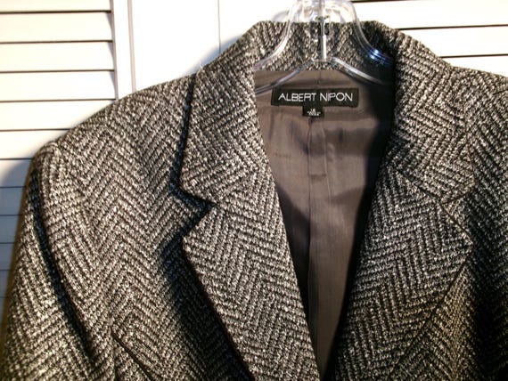 Jacket,Albert Nipon, Herringbone Structured Belte… - image 6