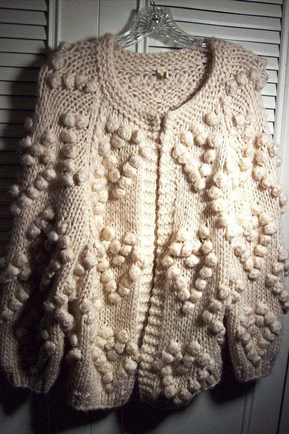 Sweater Medium - Large, Pom Poms and Popcorn Knitt