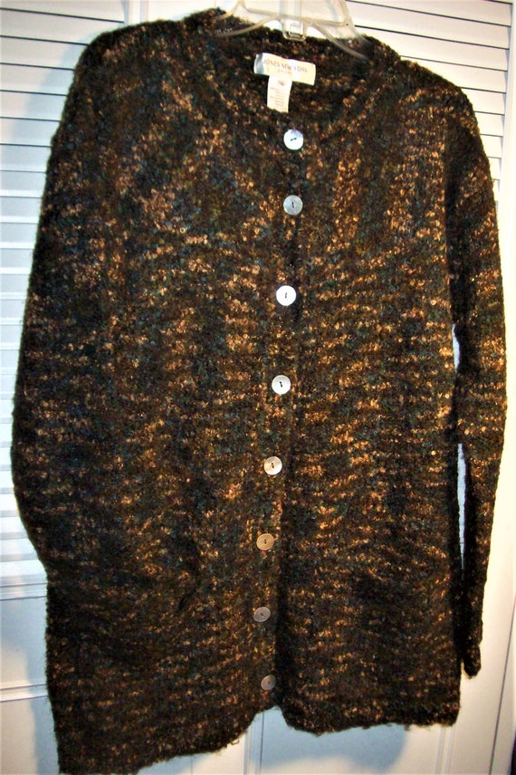 Sweater Large - XL, Marbled Cardigan Sweater by Jo