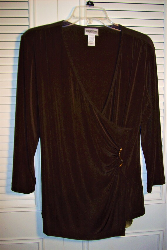 Tunic 10, Jacket 10, Chico's Chocolate Brown Side… - image 2