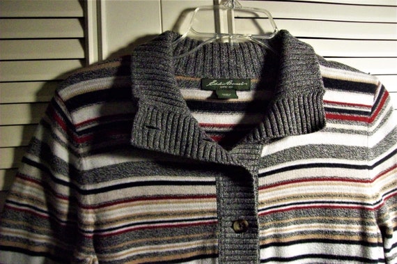 Sweater Medium, Eddie Bauer Knitted Spiffy Stripe… - image 3