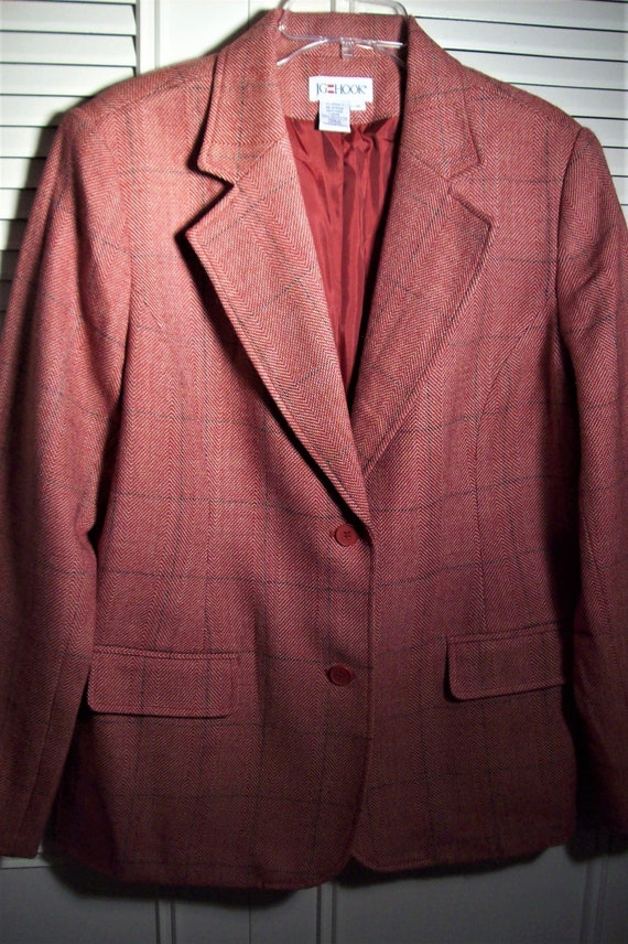 Blazer 14 J G Hook Window Pane All Wool Blazer. Year Around Blazer jacket. Red Tweed Wool Lively Blazer See Details Etsy