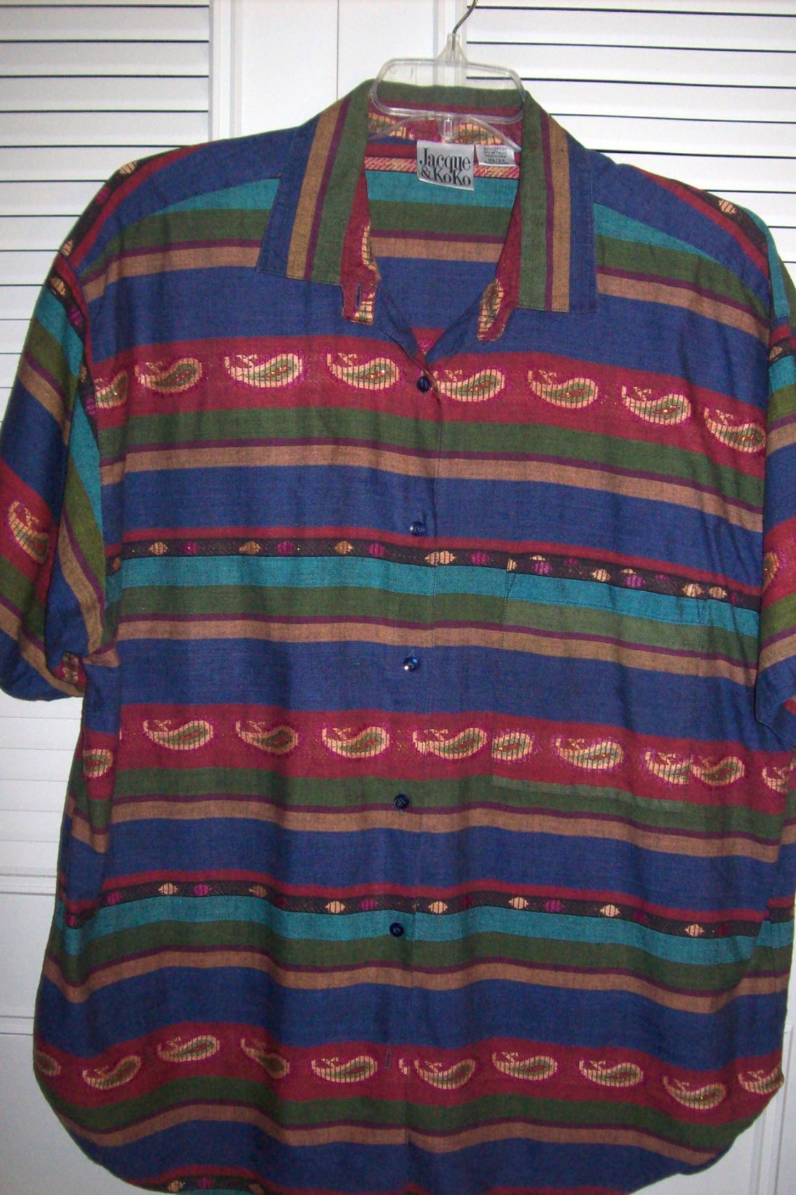 Vintage Jacque & Koko Big Shirt Plus 22 24 Bright W Metalic - Etsy