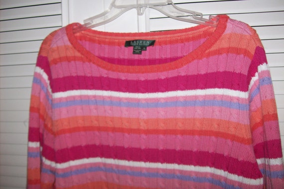 Vintage Lauren Ralph Lauren Pink and Orange Cotto… - image 3