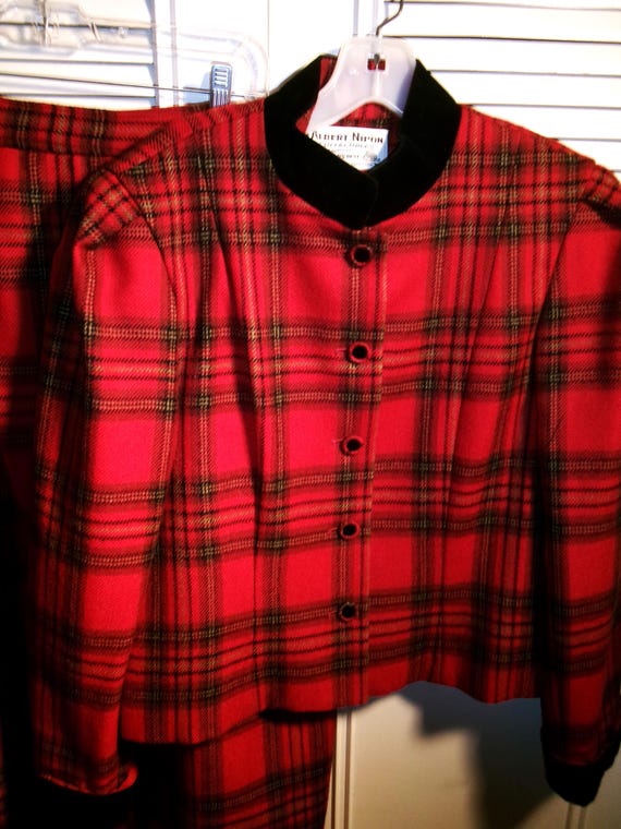Albert Nipon Suit, Stewart Plaid Wool , Vintage S… - image 2