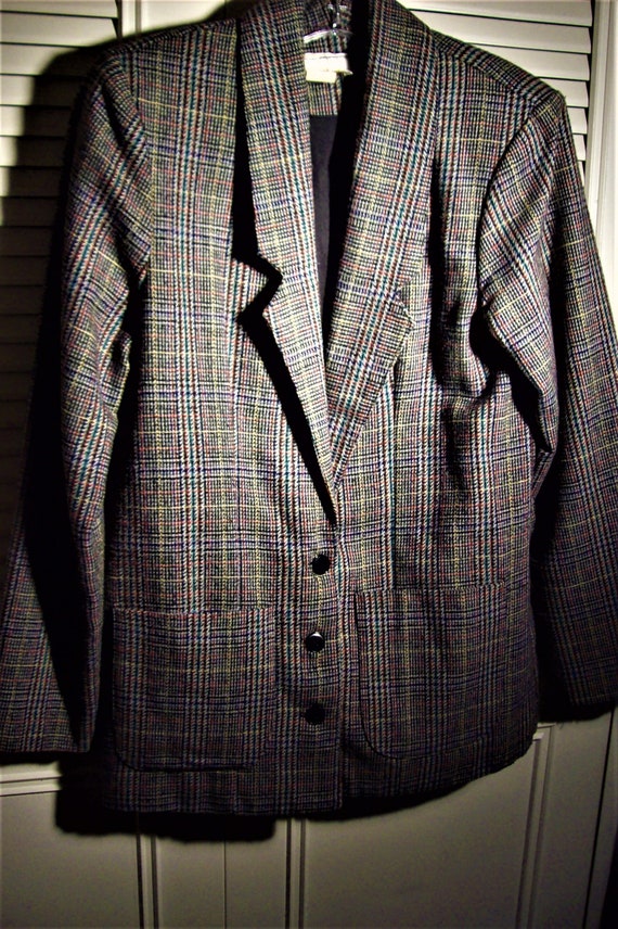 Blazer 10, Glen Plaid Wool Blend Blazer by T R Be… - image 3