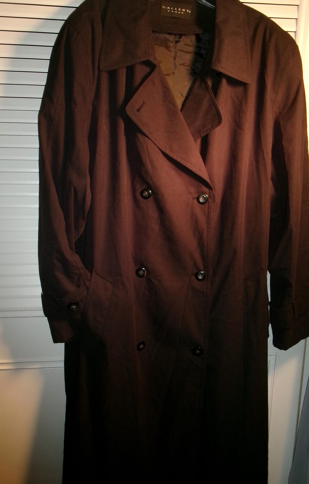Coat, 1X, Trenchcoat , by Gallery Woman, Black Double Breasted