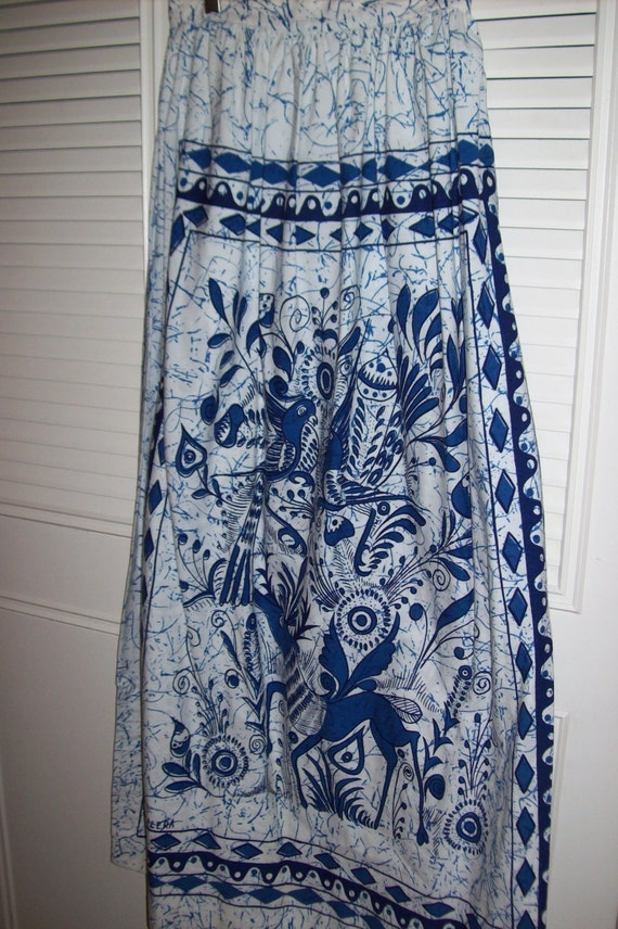 Skirt 8,  Hand-Screened Print long skirt, size 8, 