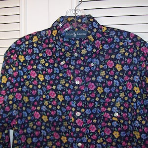Shirt M - L, Ralph Lauren,  Cotton Shirt, Fleurs Petite Button Down Charming Shirt, - see details