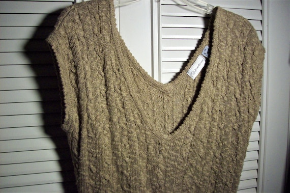 Sweater Medium - Large, Knitted Camel Color Low C… - image 1