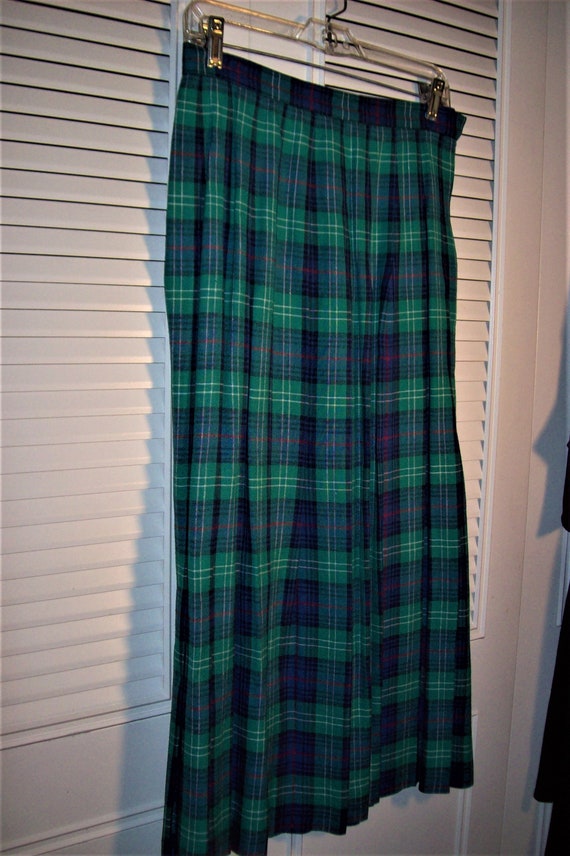 Skirt 10, Talbot's Plaid Pleated Maxi Skirt, Wool… - image 2