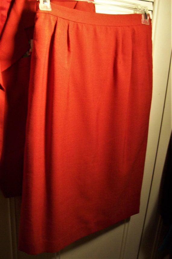 Suit 12,  Skirt Suit, Red Linen-Like Suit by Gilm… - image 3