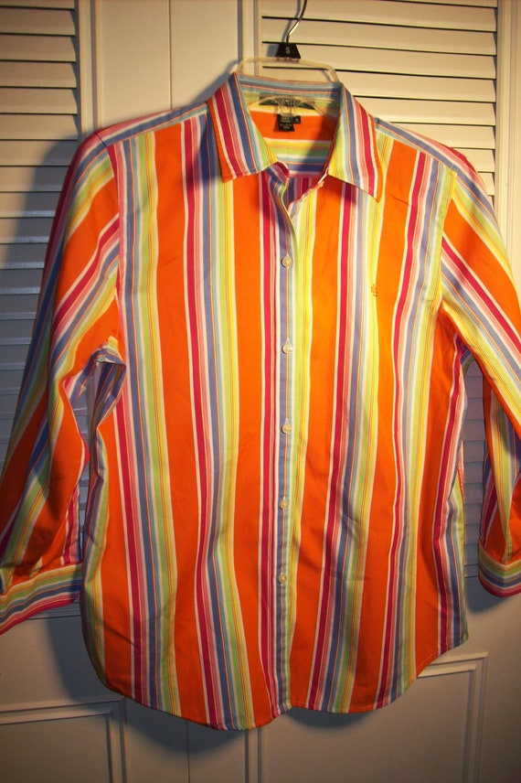 Shirt Medium, Ralph Lauren Cotton Vivid Shirt, Or… - image 3