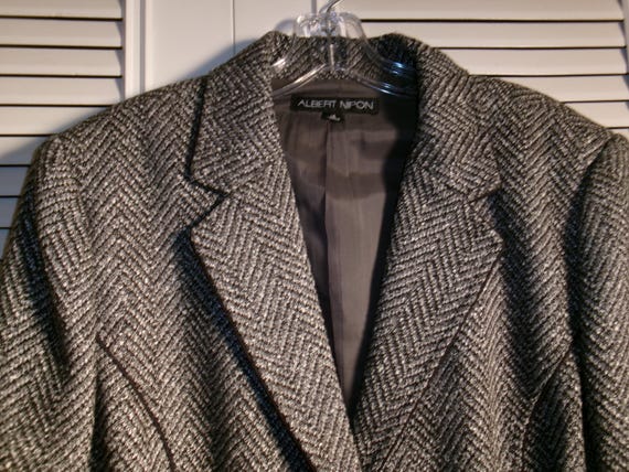 Jacket,Albert Nipon, Herringbone Structured Belte… - image 3