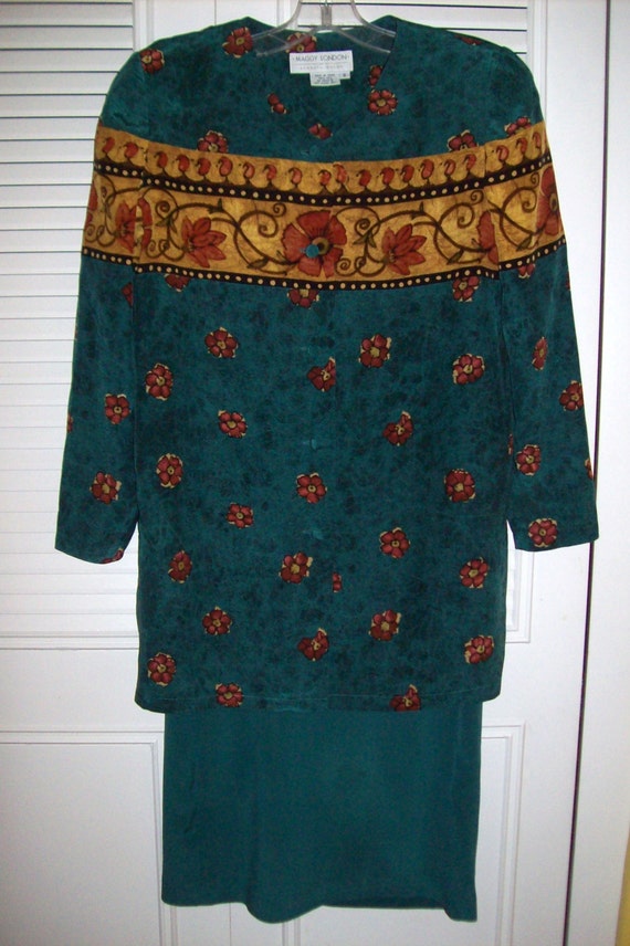 Dress 8, Vintage Maggy London 100% Silk Two Piece… - image 1