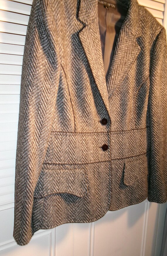 Jacket,Albert Nipon, Herringbone Structured Belte… - image 4