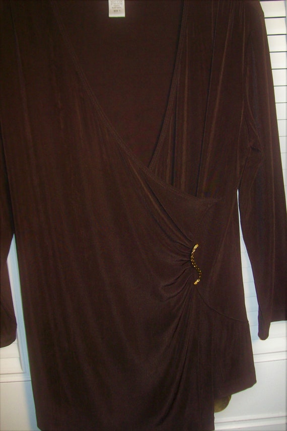 Tunic 10, Jacket 10, Chico's Chocolate Brown Side… - image 3