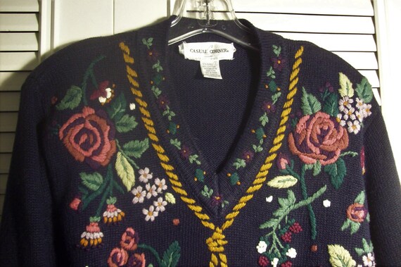 Sweater Medium Casual Corner Extravagant Appliqued Gorgeous Sweater See Details Etsy UK