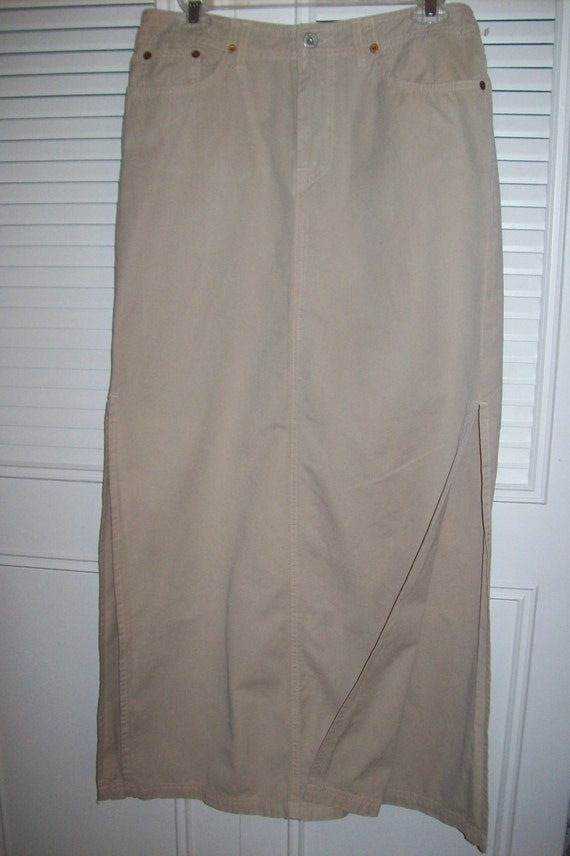 long khaki skirts etsy