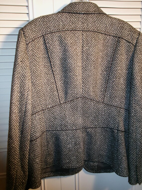 Jacket,Albert Nipon, Herringbone Structured Belte… - image 5