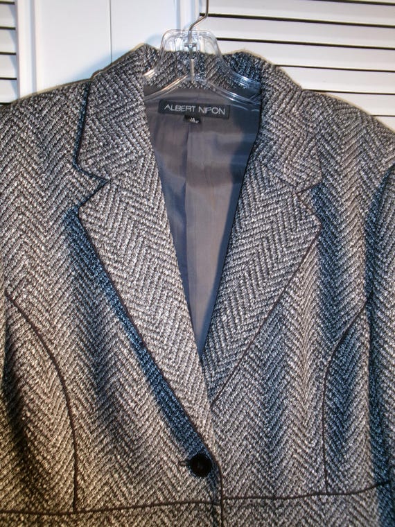 Jacket,Albert Nipon, Herringbone Structured Belte… - image 2