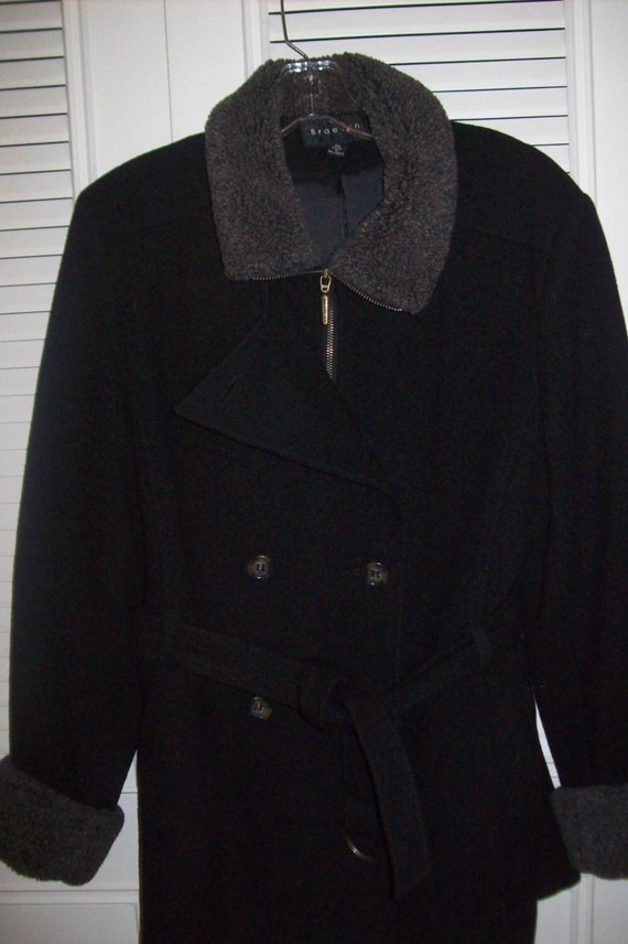 Coat 10, Coat, Wool Fitted Black Preppy Belted Co… - image 1