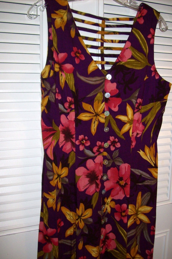 Vintage Maxi Jungle Flowered Sun or Evening Dress… - image 2