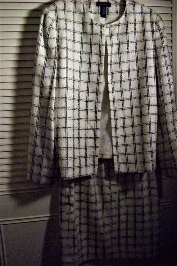 Suit 10, Skirt Suit, Window Pane Acrylic Wool Look