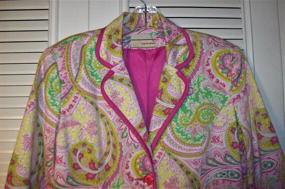 Jacket 4 - 6, Paisley Cotton Pink and Lime Vintag… - image 3