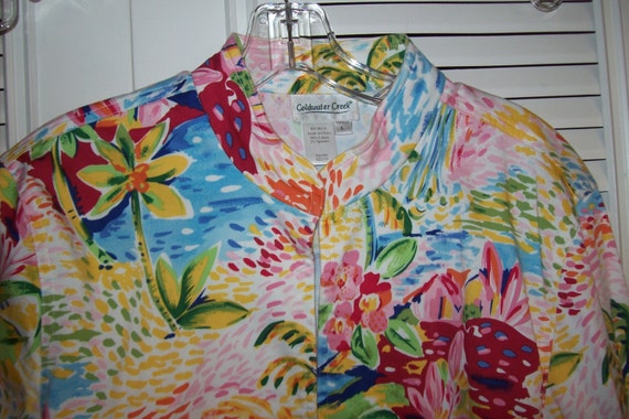 Jacket Large, Coldwater Creek Floral and Fauna Out to Sea Cotton