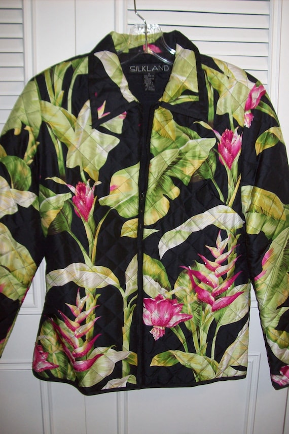 Jacket Small,  Silk Jacket, Silk Club, Flora Fauna
