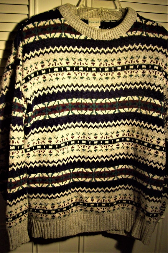 Sweater XL, Men's Fair Isle Knitted Sweater.  Fall