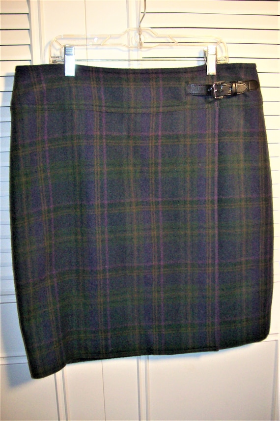 Skirt 10 12 Ralph Lauren Short Plaid Wool Wrap Skirt Lined Neat