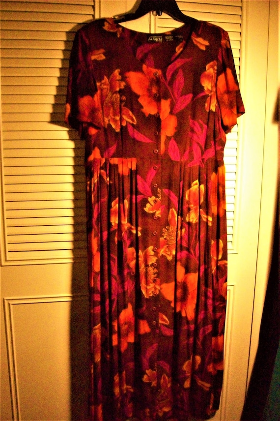 Dress 14, Liz Clairborne Vintage Maxi Fall Rayon, 