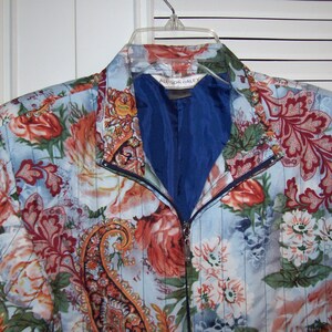 Jacket 10 12, Vintage Allison & Daley Quilted Polished Cotton Floral Spring Jacket Size 10 12 image 3