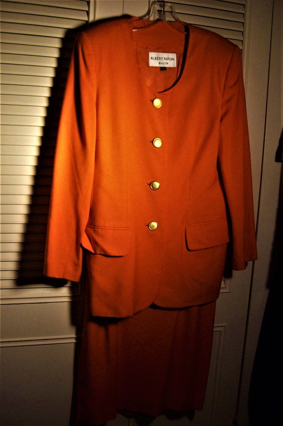 Suit 12, Skirt Suit 12, Albert Nipon Orange Gorgeo