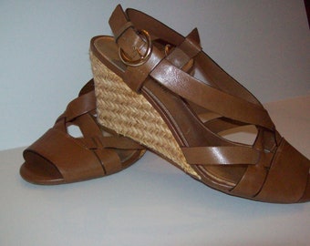 Shoes 9, Espadrilles,  Antonio Melani Italian Made Designer FIVE STAR Wedge Heel Leather Espadrilles Shoes, - see details